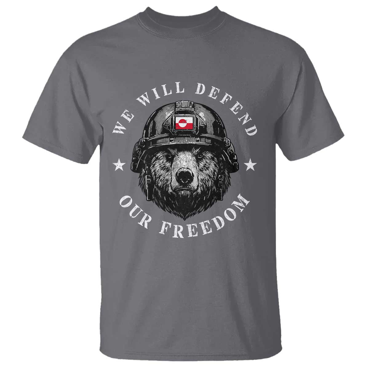 Greenland Bear We Will Defend Our Freedom T Shirt Polar Bear Soldier National Pride