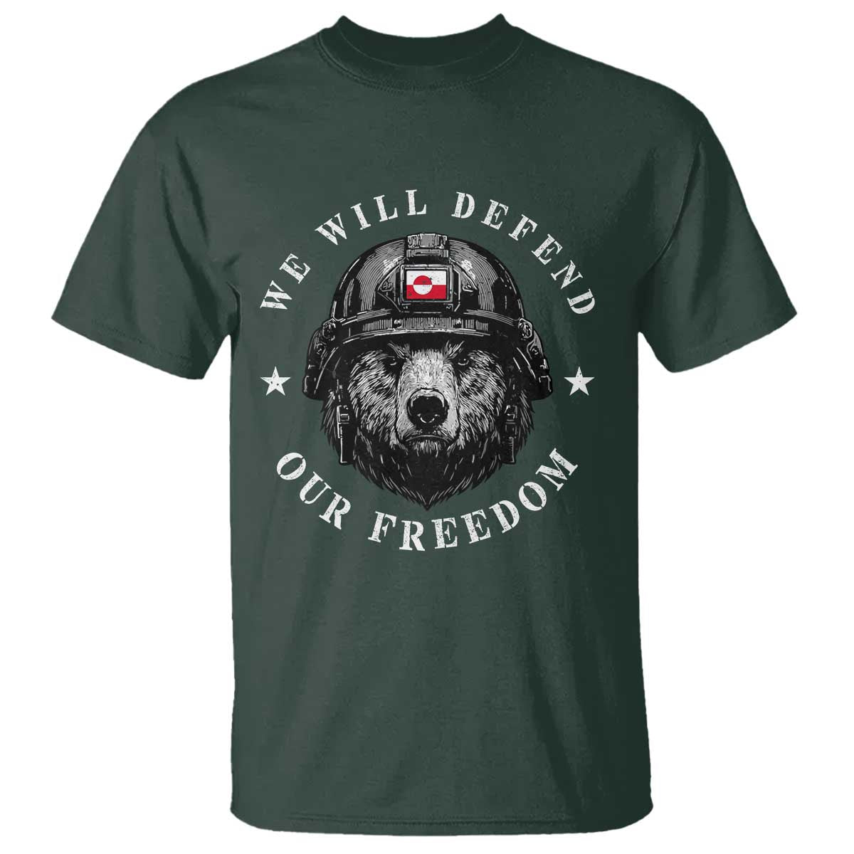 Greenland Bear We Will Defend Our Freedom T Shirt Polar Bear Soldier National Pride
