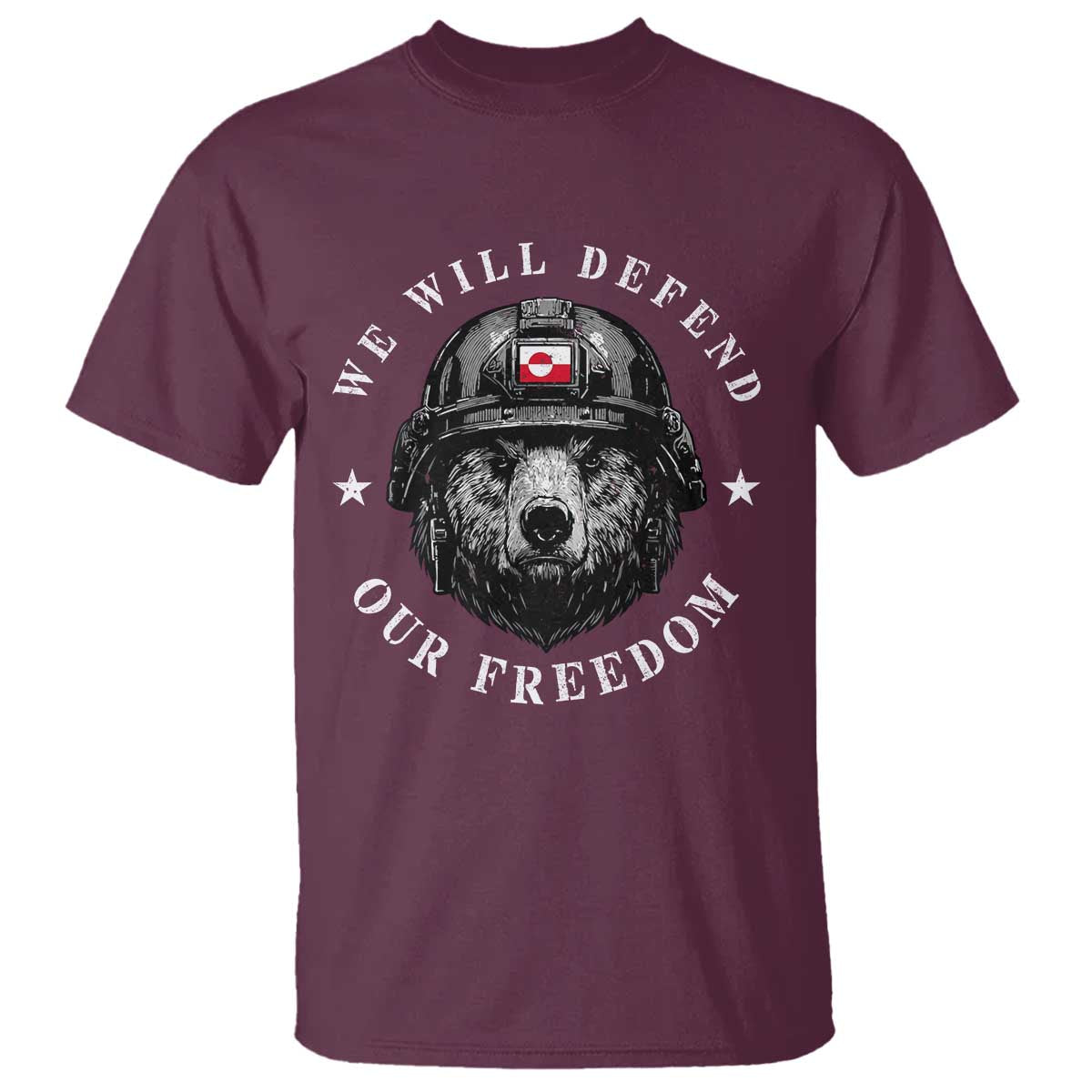 Greenland Bear We Will Defend Our Freedom T Shirt Polar Bear Soldier National Pride
