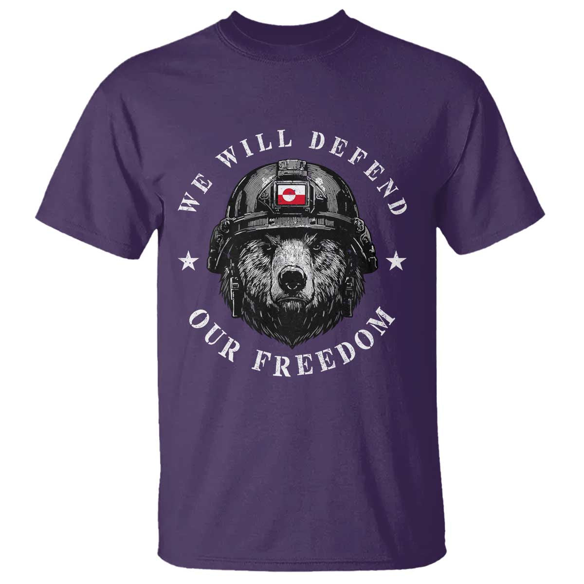 Greenland Bear We Will Defend Our Freedom T Shirt Polar Bear Soldier National Pride