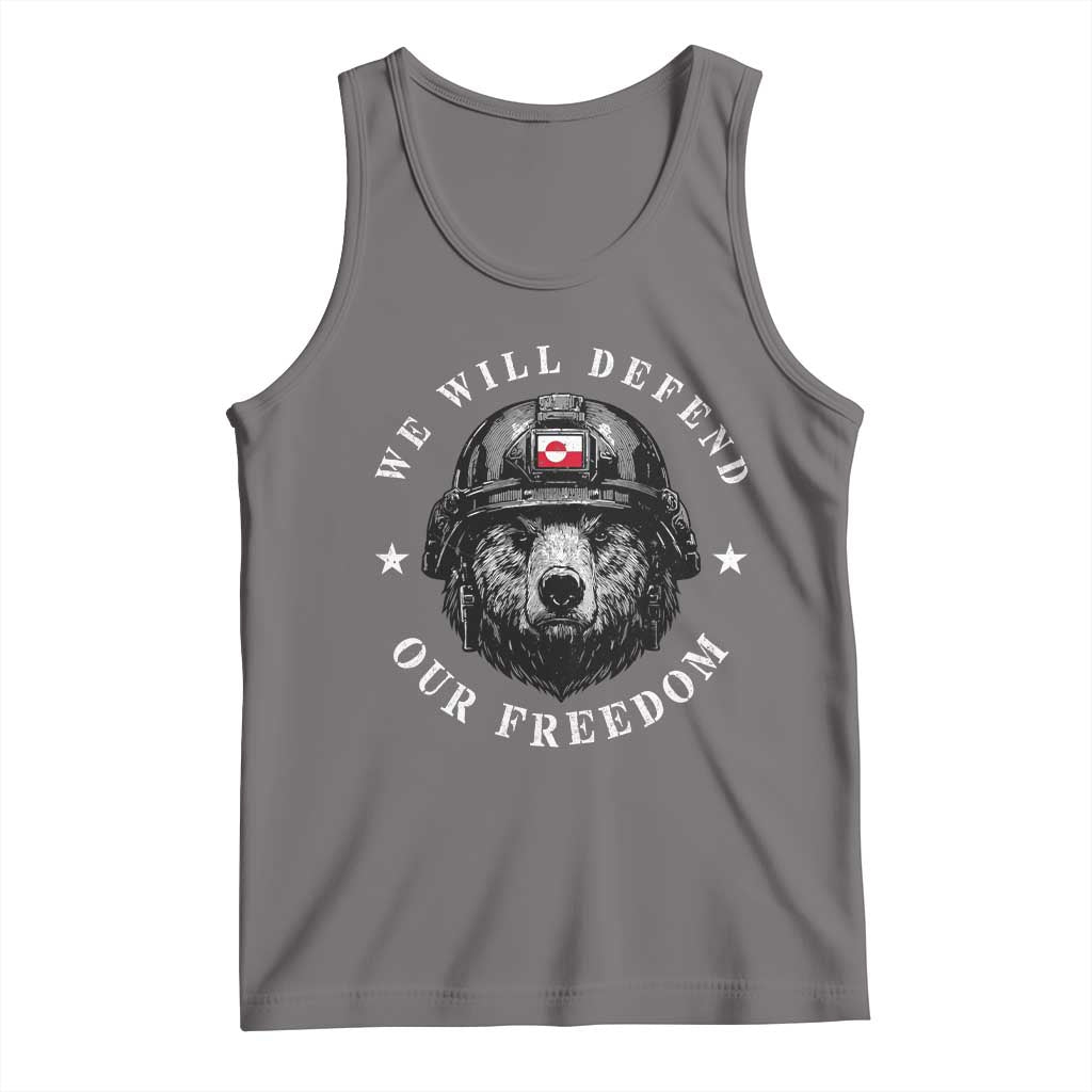 Greenland Bear We Will Defend Our Freedom Tank Top Polar Bear Soldier National Pride