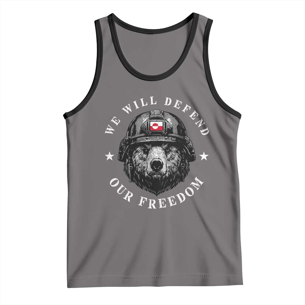 Greenland Bear We Will Defend Our Freedom Tank Top Polar Bear Soldier National Pride