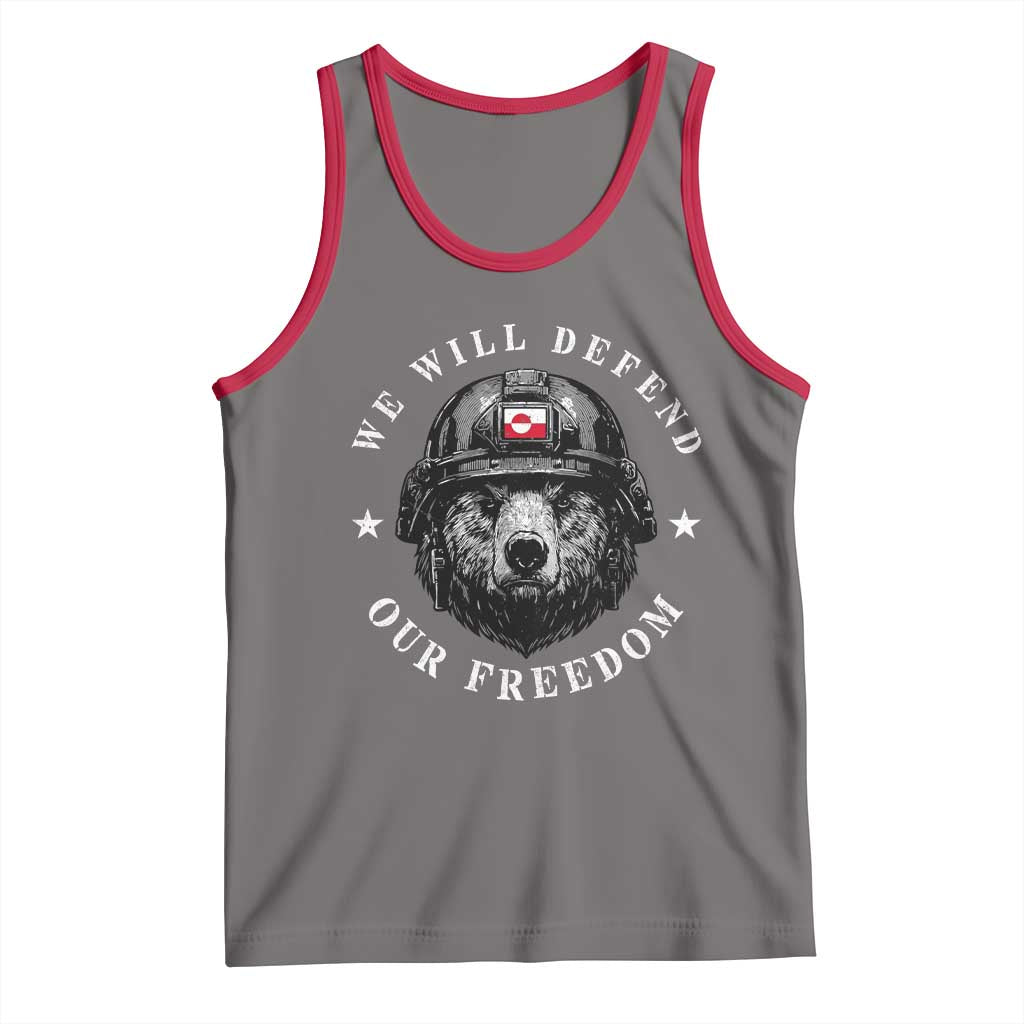 Greenland Bear We Will Defend Our Freedom Tank Top Polar Bear Soldier National Pride