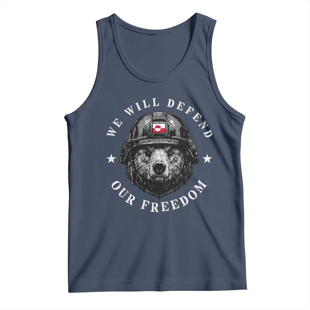 Greenland Bear We Will Defend Our Freedom Tank Top Polar Bear Soldier National Pride