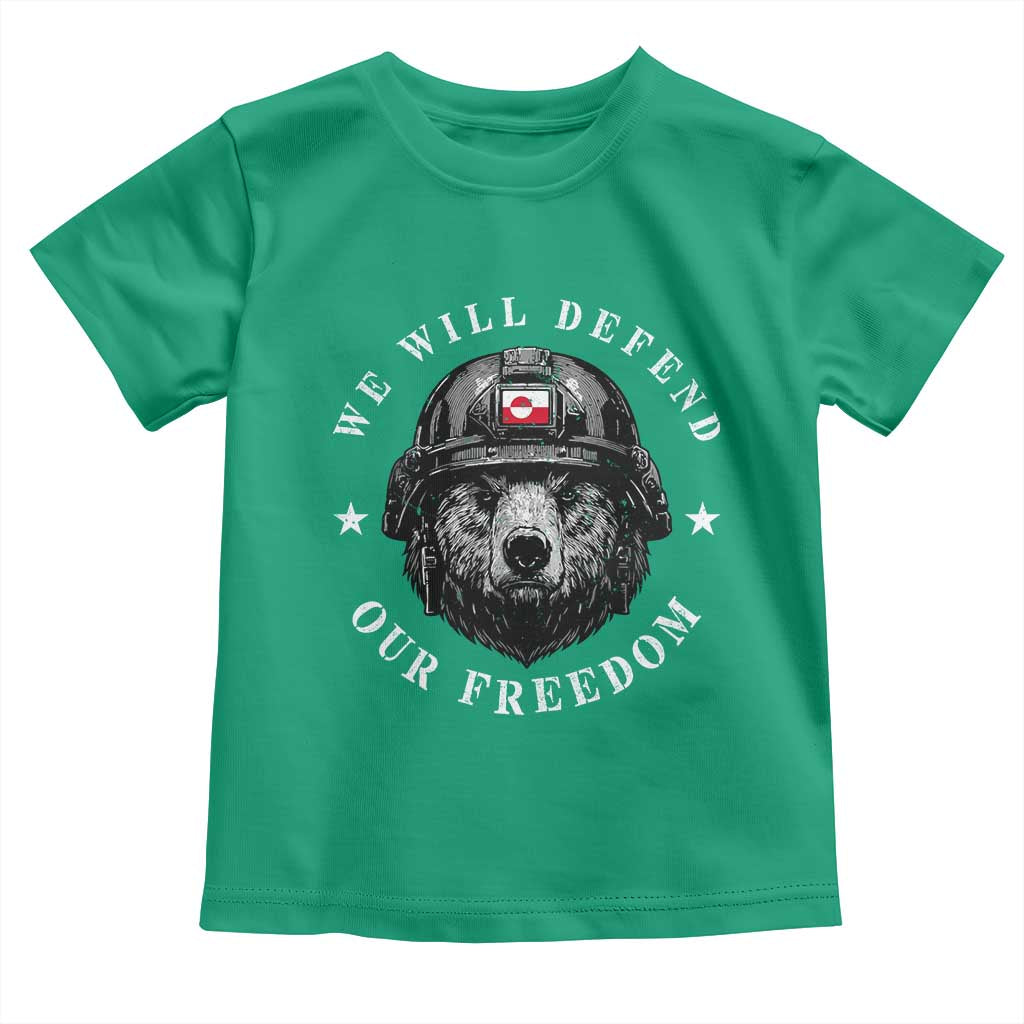 Greenland Bear We Will Defend Our Freedom Toddler T Shirt Polar Bear Soldier National Pride