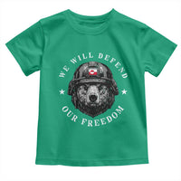 Greenland Bear We Will Defend Our Freedom Toddler T Shirt Polar Bear Soldier National Pride