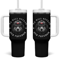Greenland Bear We Will Defend Our Freedom Tumbler With Handle Polar Bear Soldier National Pride