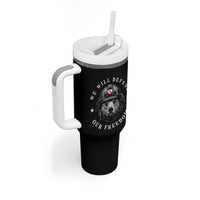 Greenland Bear We Will Defend Our Freedom Tumbler With Handle Polar Bear Soldier National Pride