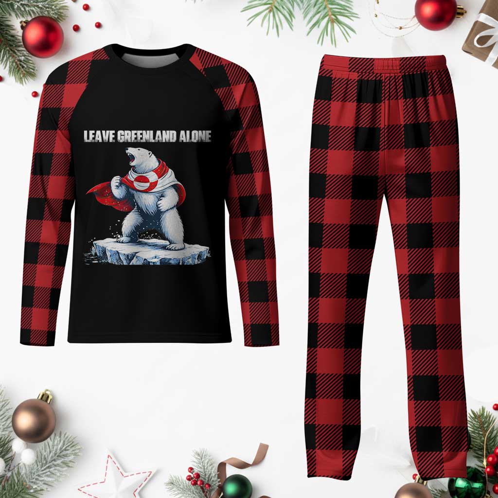 Heroic Polar Bear Leave Greenland Alone Plaid Pajama Set Patriotic Island Sovereignty Protest