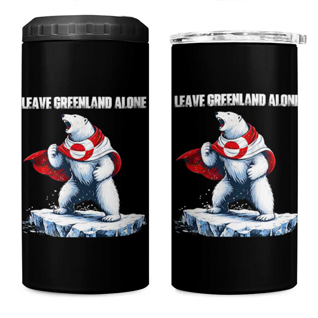 Heroic Polar Bear Leave Greenland Alone 4 in 1 Can Cooler Tumbler Patriotic Island Sovereignty Protest