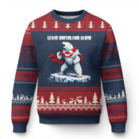 Heroic Polar Bear Leave Greenland Alone Ugly Christmas Sweater Patriotic Island Sovereignty Protest