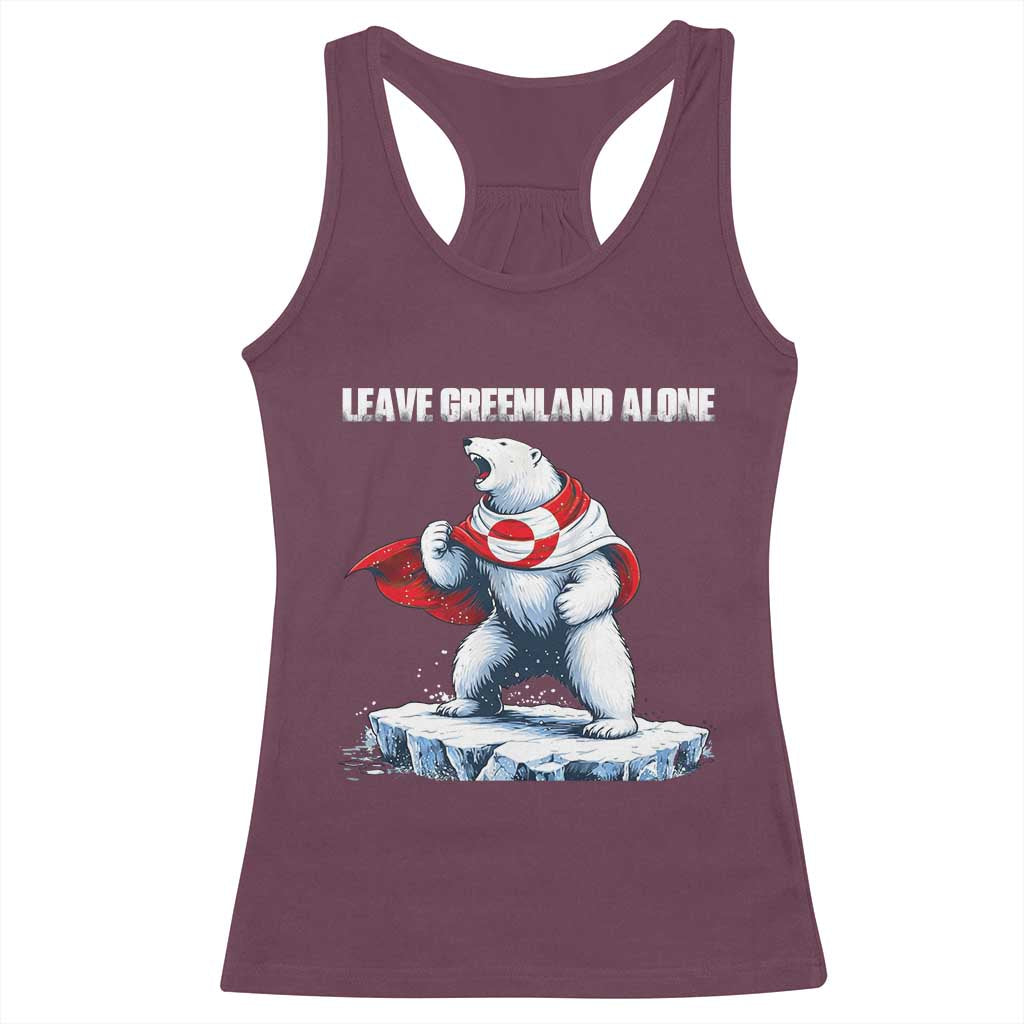 Heroic Polar Bear Leave Greenland Alone Racerback Tank Top Patriotic Island Sovereignty Protest