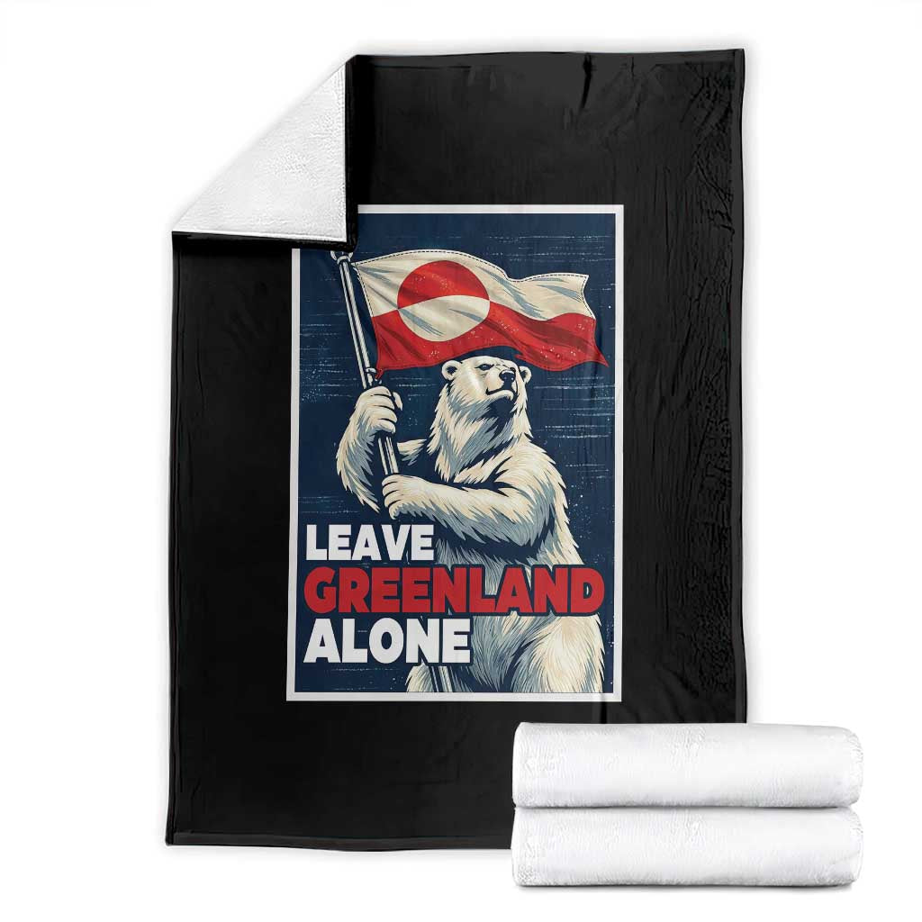 Leave Greenland Alone Vintage Poster Graphic Throw Blanket Retro Polar Bear Waving Flag Patriot