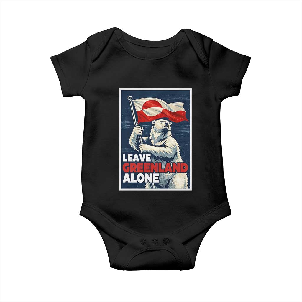 Leave Greenland Alone Vintage Poster Graphic Baby Onesie Retro Polar Bear Waving Flag Patriot