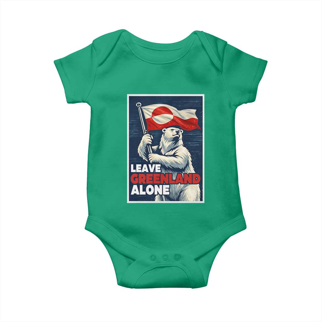 Leave Greenland Alone Vintage Poster Graphic Baby Onesie Retro Polar Bear Waving Flag Patriot