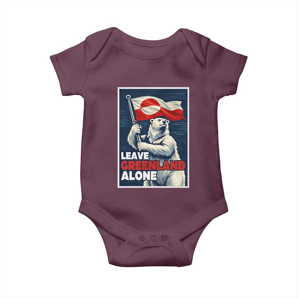 Leave Greenland Alone Vintage Poster Graphic Baby Onesie Retro Polar Bear Waving Flag Patriot