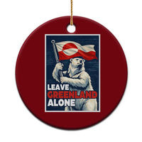 Leave Greenland Alone Vintage Poster Graphic Ceramic Ornament Retro Polar Bear Waving Flag Patriot