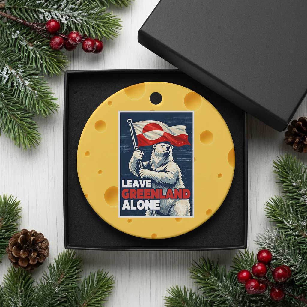 Leave Greenland Alone Vintage Poster Graphic Ceramic Ornament Retro Polar Bear Waving Flag Patriot
