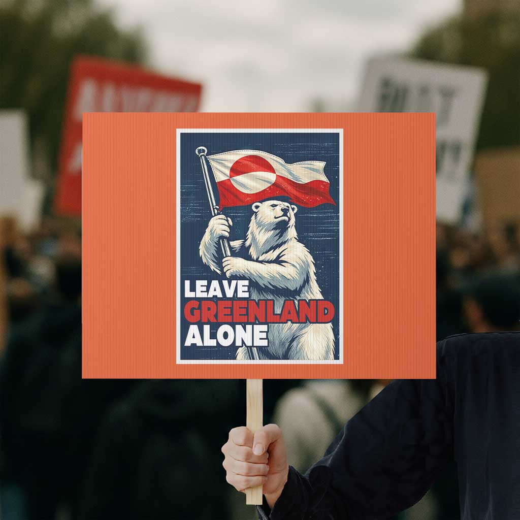 Leave Greenland Alone Vintage Poster Graphic Protest Sign Retro Polar Bear Waving Flag Patriot