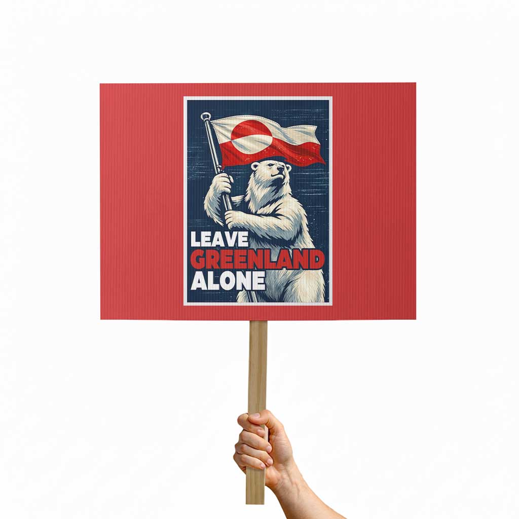 Leave Greenland Alone Vintage Poster Graphic Protest Sign Retro Polar Bear Waving Flag Patriot