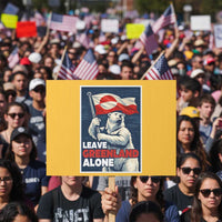 Leave Greenland Alone Vintage Poster Graphic Protest Sign Retro Polar Bear Waving Flag Patriot
