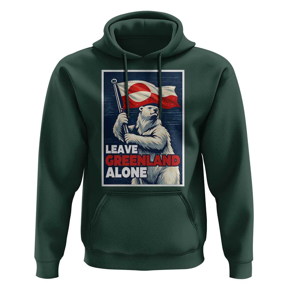 Leave Greenland Alone Vintage Poster Graphic Hoodie Retro Polar Bear Waving Flag Patriot