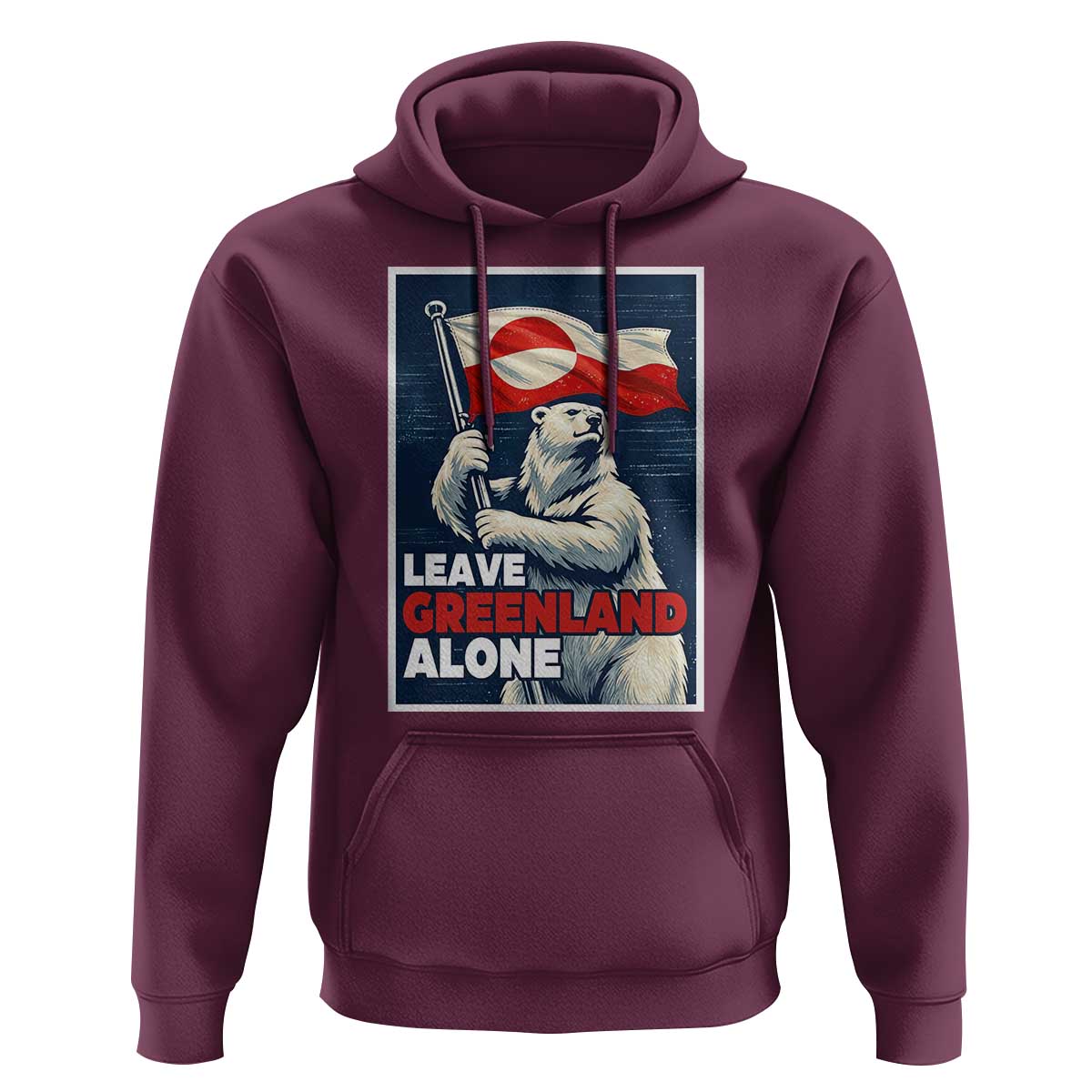 Leave Greenland Alone Vintage Poster Graphic Hoodie Retro Polar Bear Waving Flag Patriot
