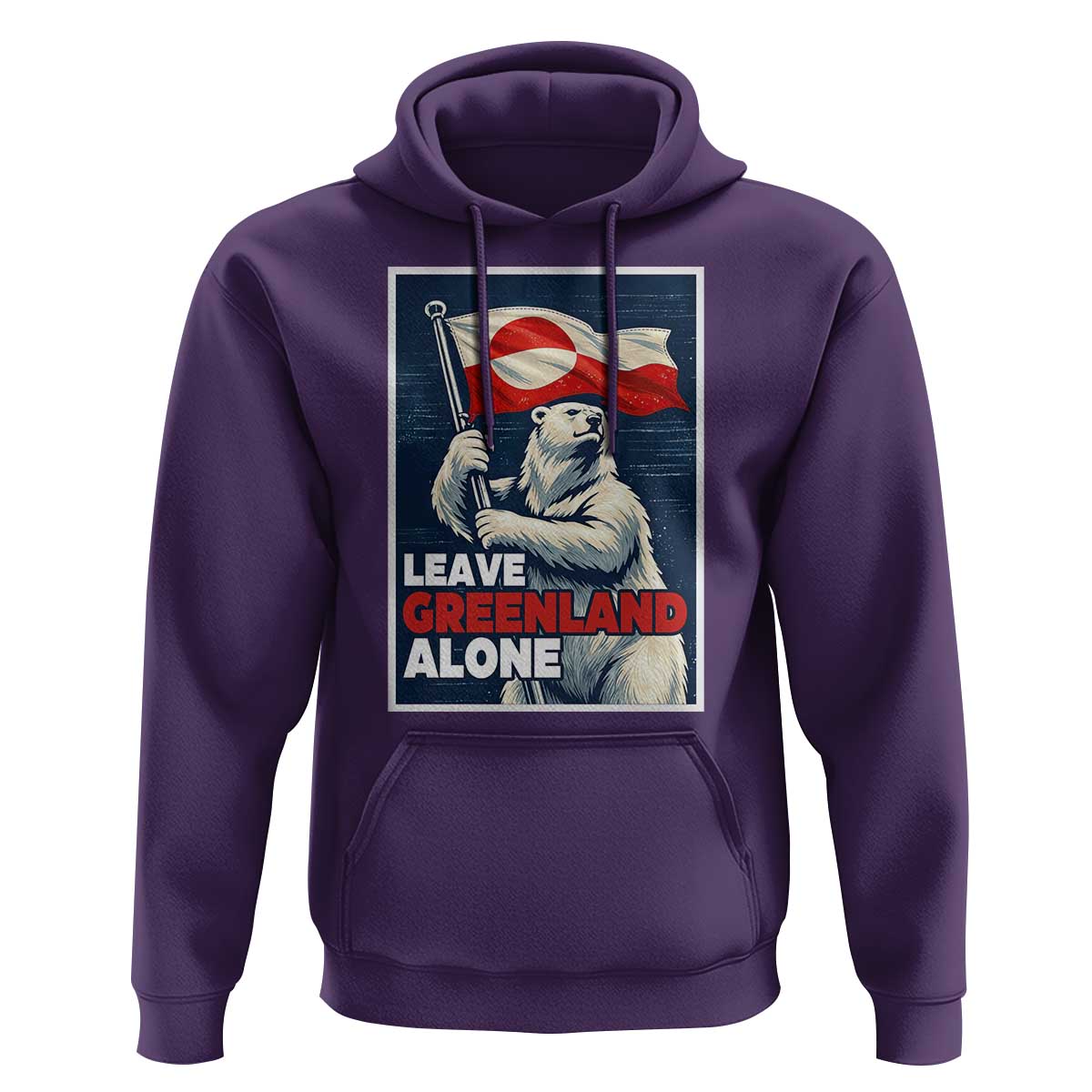Leave Greenland Alone Vintage Poster Graphic Hoodie Retro Polar Bear Waving Flag Patriot