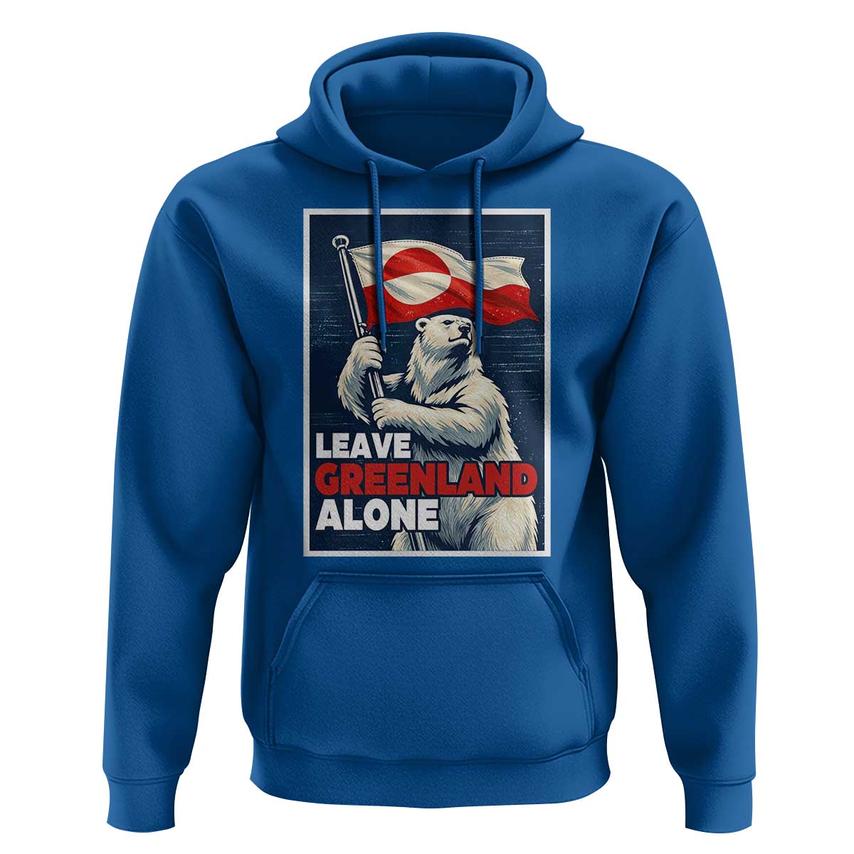 Leave Greenland Alone Vintage Poster Graphic Hoodie Retro Polar Bear Waving Flag Patriot