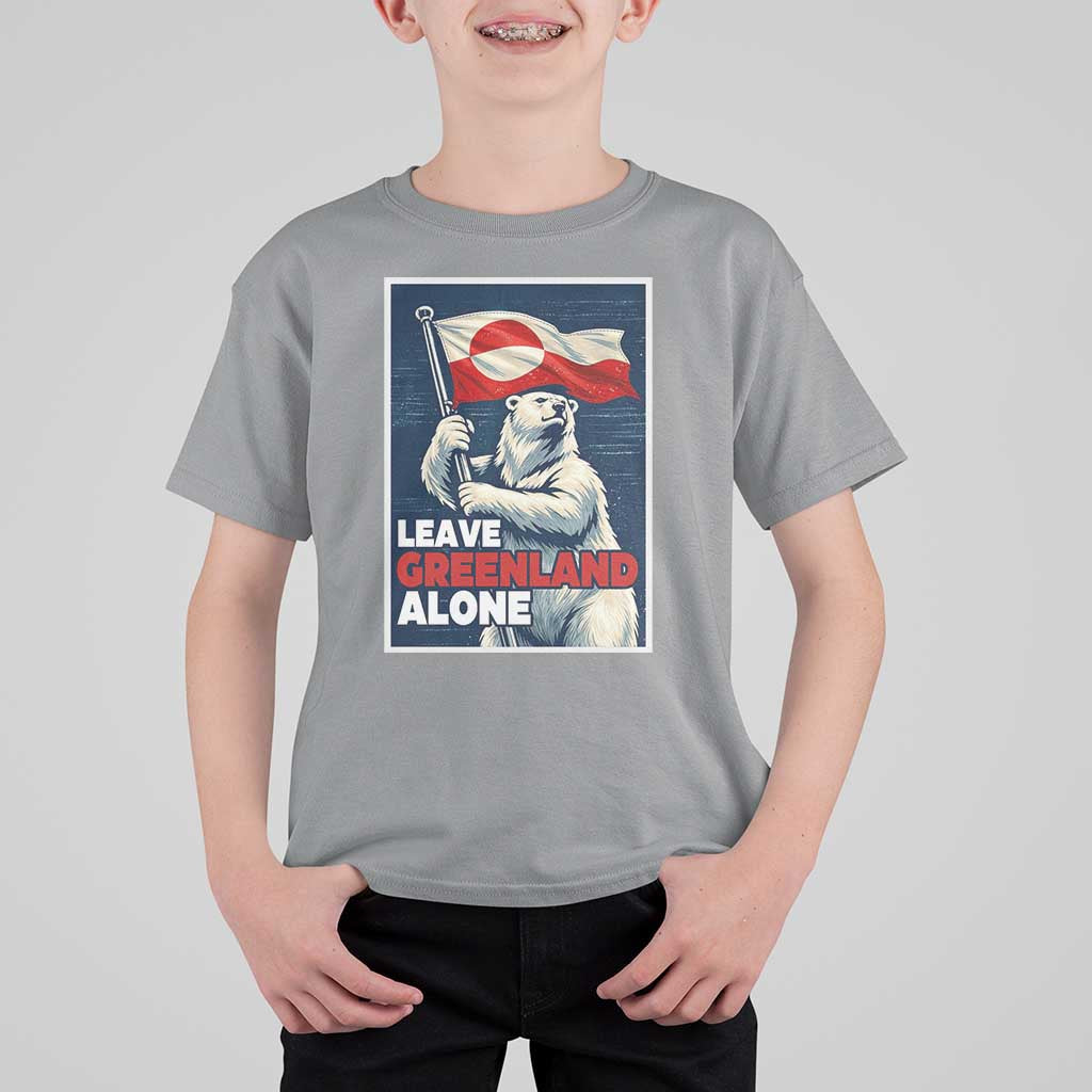 Leave Greenland Alone Vintage Poster Graphic T Shirt For Kid Retro Polar Bear Waving Flag Patriot