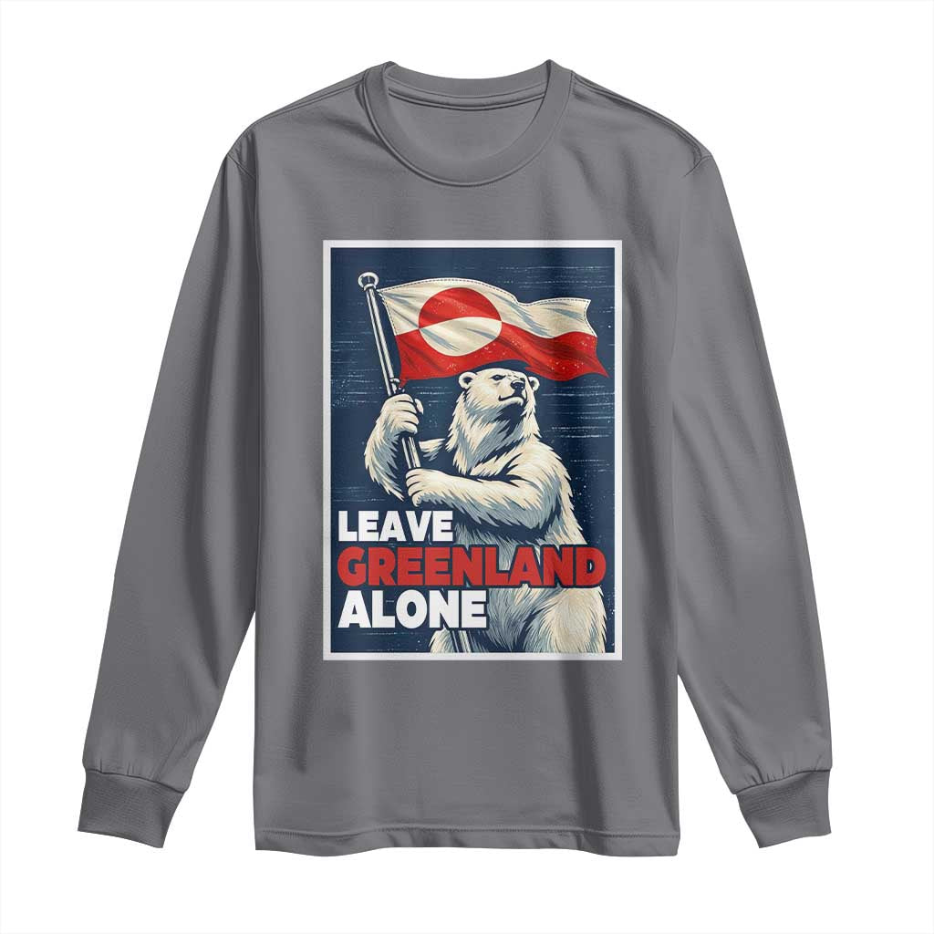 Leave Greenland Alone Vintage Poster Graphic Long Sleeve Shirt Retro Polar Bear Waving Flag Patriot