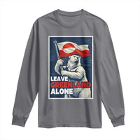 Leave Greenland Alone Vintage Poster Graphic Long Sleeve Shirt Retro Polar Bear Waving Flag Patriot