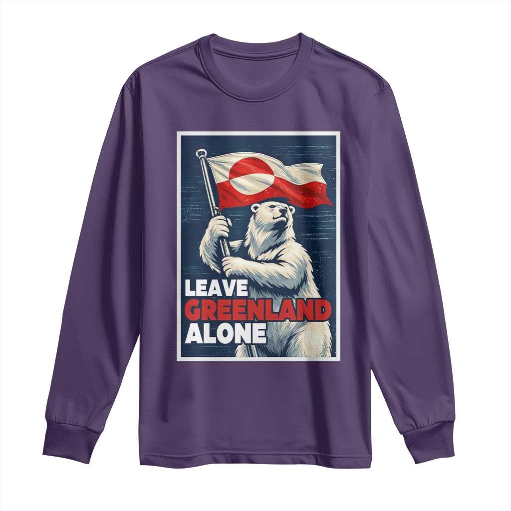 Leave Greenland Alone Vintage Poster Graphic Long Sleeve Shirt Retro Polar Bear Waving Flag Patriot