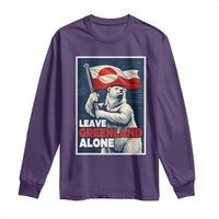 Leave Greenland Alone Vintage Poster Graphic Long Sleeve Shirt Retro Polar Bear Waving Flag Patriot