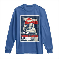 Leave Greenland Alone Vintage Poster Graphic Long Sleeve Shirt Retro Polar Bear Waving Flag Patriot