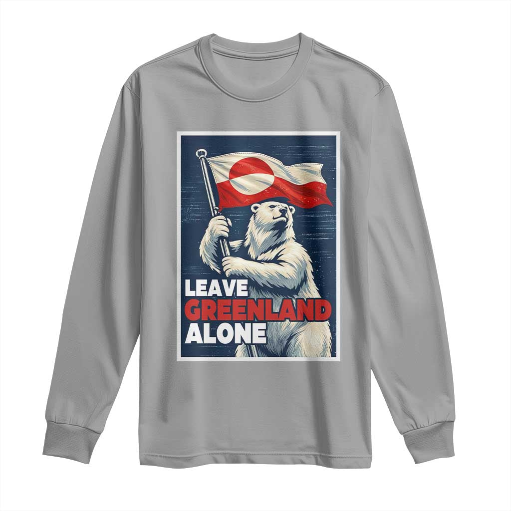 Leave Greenland Alone Vintage Poster Graphic Long Sleeve Shirt Retro Polar Bear Waving Flag Patriot