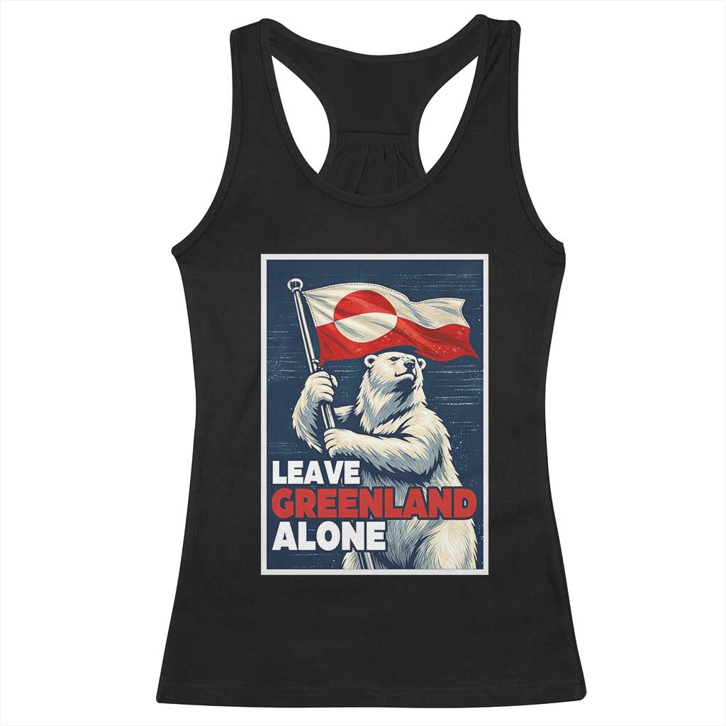 Leave Greenland Alone Vintage Poster Graphic Racerback Tank Top Retro Polar Bear Waving Flag Patriot