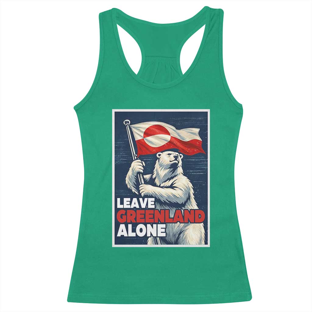 Leave Greenland Alone Vintage Poster Graphic Racerback Tank Top Retro Polar Bear Waving Flag Patriot