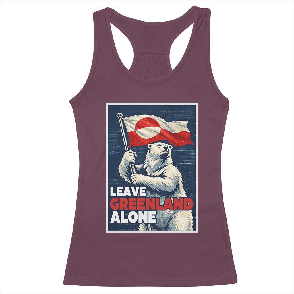 Leave Greenland Alone Vintage Poster Graphic Racerback Tank Top Retro Polar Bear Waving Flag Patriot