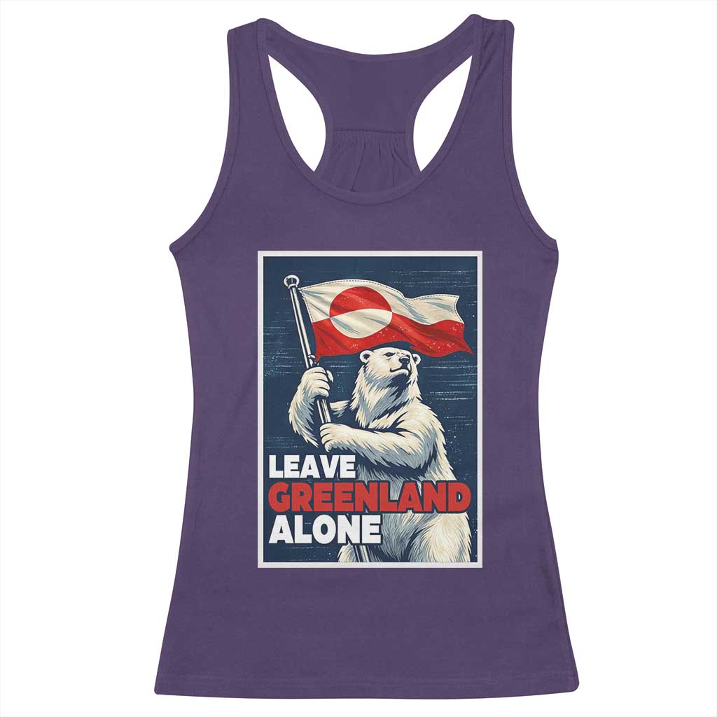 Leave Greenland Alone Vintage Poster Graphic Racerback Tank Top Retro Polar Bear Waving Flag Patriot
