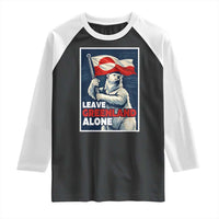 Leave Greenland Alone Vintage Poster Graphic Raglan Shirt Retro Polar Bear Waving Flag Patriot