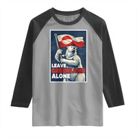Leave Greenland Alone Vintage Poster Graphic Raglan Shirt Retro Polar Bear Waving Flag Patriot