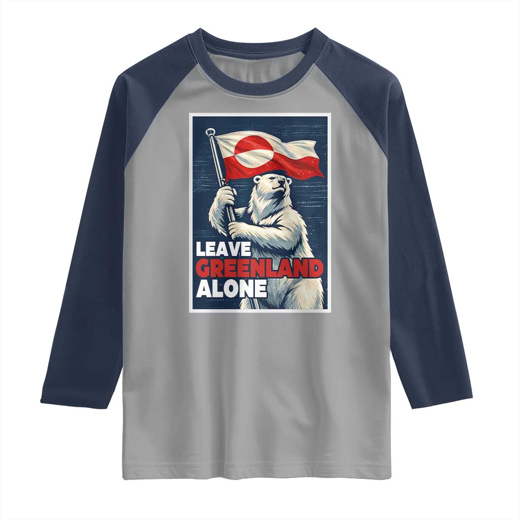 Leave Greenland Alone Vintage Poster Graphic Raglan Shirt Retro Polar Bear Waving Flag Patriot