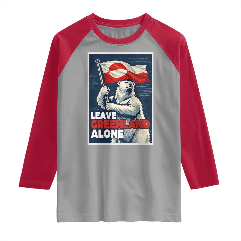 Leave Greenland Alone Vintage Poster Graphic Raglan Shirt Retro Polar Bear Waving Flag Patriot