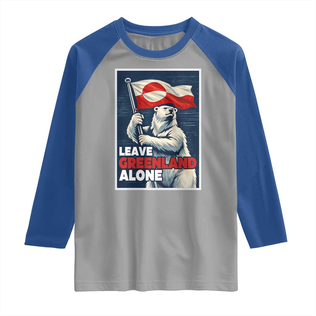 Leave Greenland Alone Vintage Poster Graphic Raglan Shirt Retro Polar Bear Waving Flag Patriot