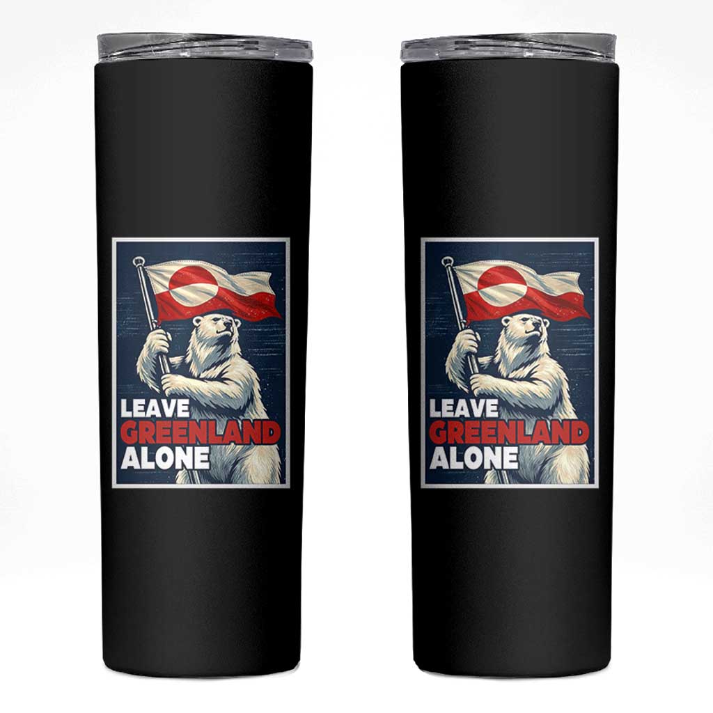 Leave Greenland Alone Vintage Poster Graphic Skinny Tumbler Retro Polar Bear Waving Flag Patriot