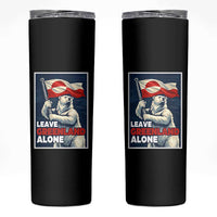 Leave Greenland Alone Vintage Poster Graphic Skinny Tumbler Retro Polar Bear Waving Flag Patriot