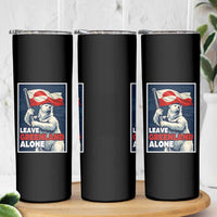Leave Greenland Alone Vintage Poster Graphic Skinny Tumbler Retro Polar Bear Waving Flag Patriot