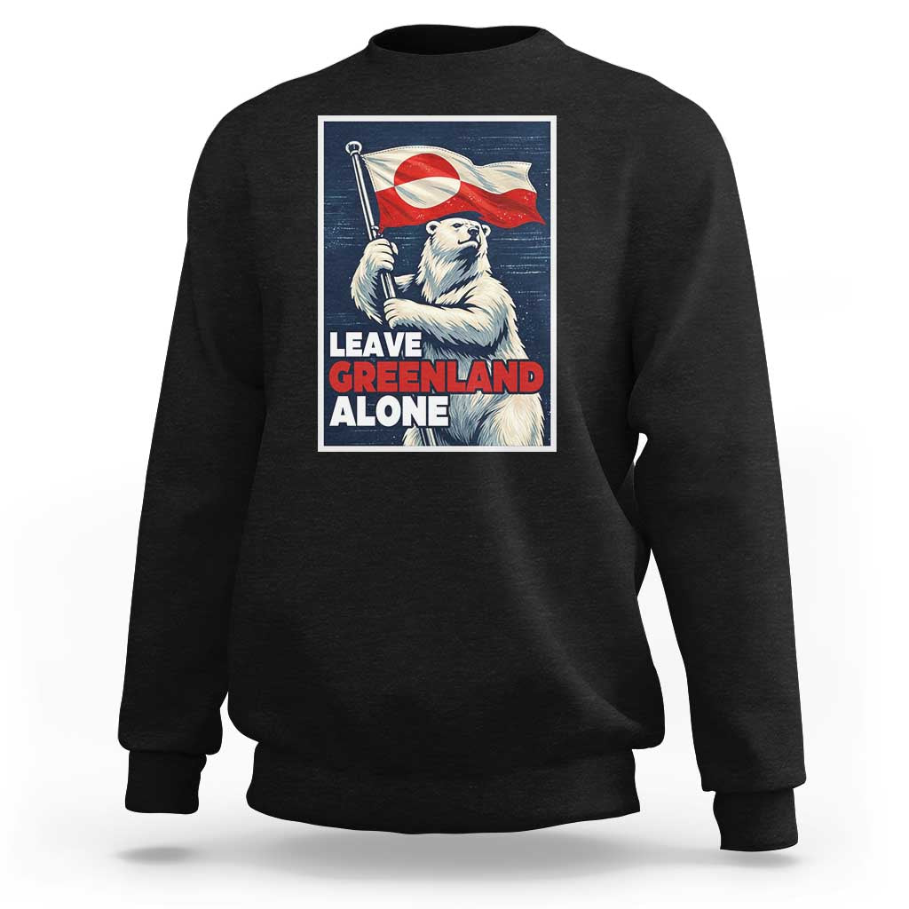 Leave Greenland Alone Vintage Poster Graphic Sweatshirt Retro Polar Bear Waving Flag Patriot
