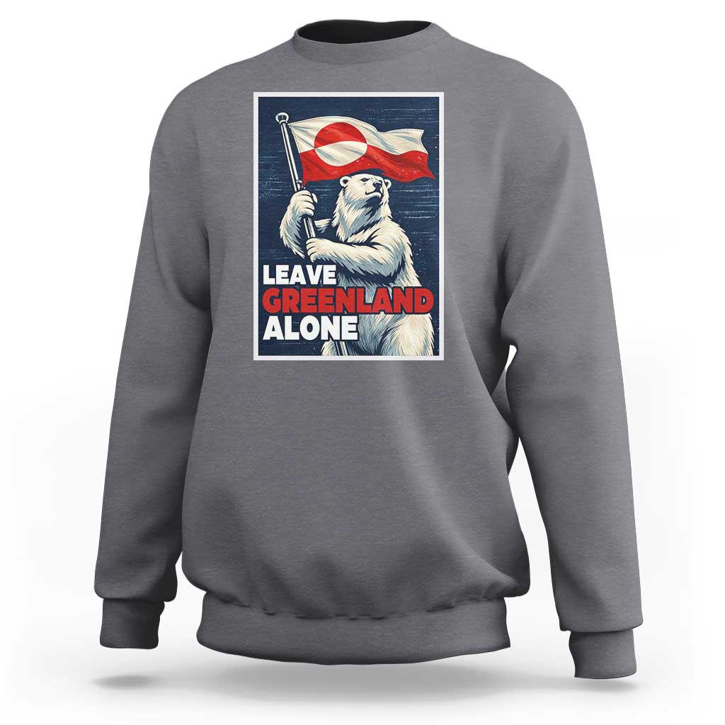 Leave Greenland Alone Vintage Poster Graphic Sweatshirt Retro Polar Bear Waving Flag Patriot